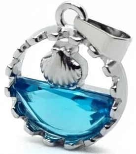 Dije de acero quirurgico cubic turqueza mar con mini ostra 18mm
